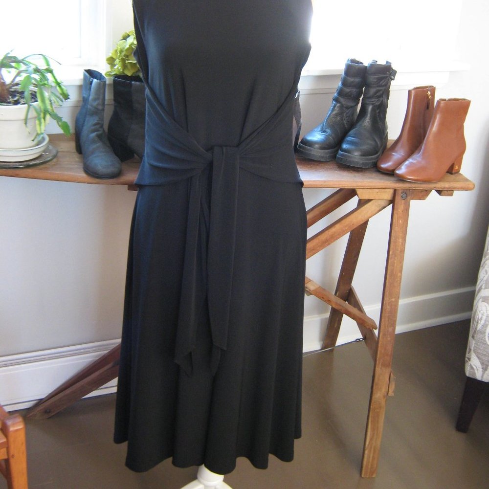 Black Sleeveless Anne Klein Dress with Wrap Waist - Picture 2 of 5